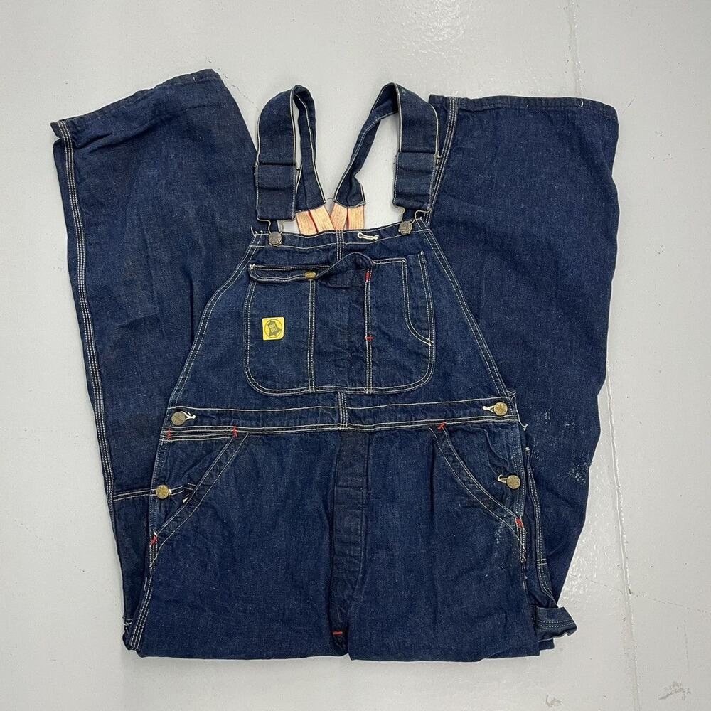 Vintage 50s Blue Bell Dark Wash Sanforized Overalls 34x28